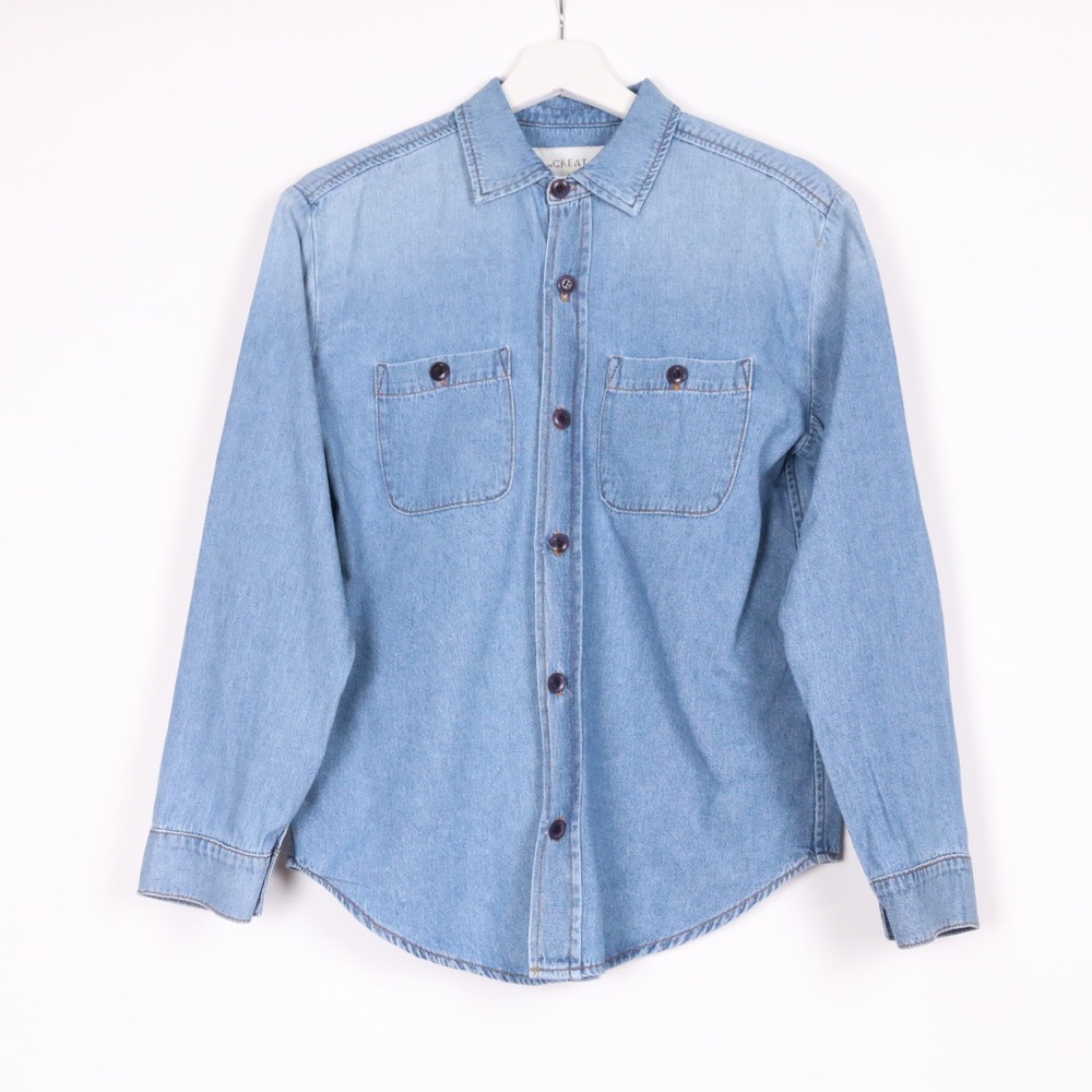 THE GREAT. Light Blue Button Down Shirt